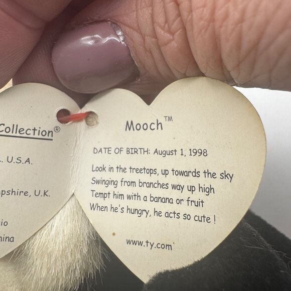 Retired Ty Beanie Baby Mooch The Monkey  Tags 1998 Errors RARE - Picture 7 of 8